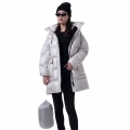 Woman Mandarin Collar With Stopper Cozy Fluffy Puffer Shinny Puffer Duck Down Jacket For Winter