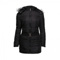 Women Fashion Design Casual Style Duck Down Long Jacket With Detachable Fake Fur Hood