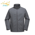 Basic Design Grey Color Men Softshell Jacket In Plus Size