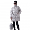 Woman Mandarin Collar With Stopper Cozy Fluffy Puffer Shinny Puffer Duck Down Jacket For Winter