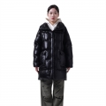 Woman Mandarin Collar With Stopper Cozy Fluffy Puffer Shinny Puffer Duck Down Jacket For Winter